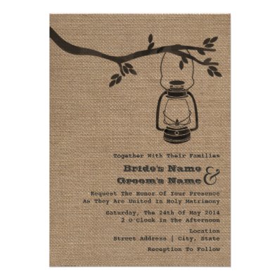 Burlap Inspired Outdoor / Camping Wedding Invitations