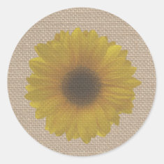 Burlap Inspired Sunflower Sticker