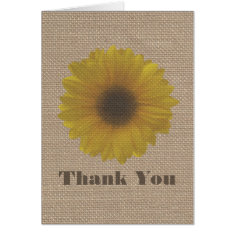 Burlap Inspired Sunflower Thank You Card