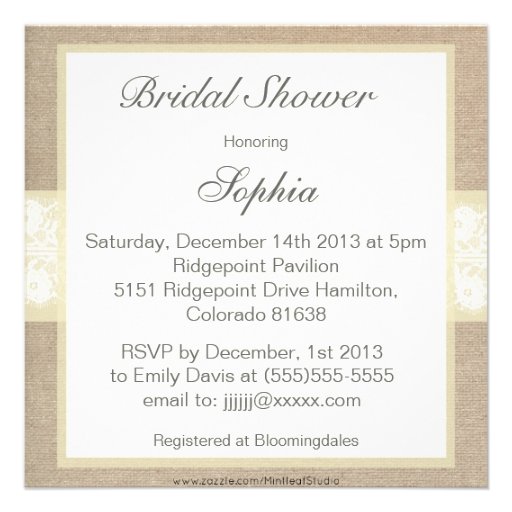 Burlap & Lace Bridal Shower Invitation