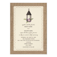 Burlap & Lace Inspired Lavender Floral Lantern Card