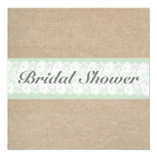 Burlap & Lace Mint Customizable Bridal Shower Invitation