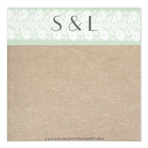 Burlap & Lace Mint Customizable Wedding Invitation