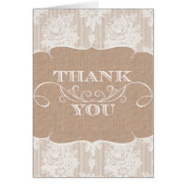 Burlap & Lace Print Wedding Thank You Cards cards