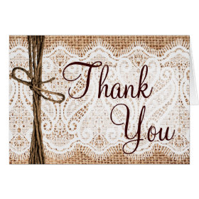 Burlap Lace Rustic Wedding Thank You Cards