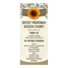 Burlap Lace Sunflower Mason Jar Wedding Programs