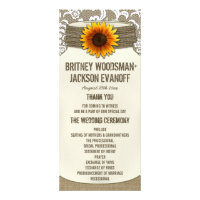 Burlap Lace Sunflower Mason Jar Wedding Programs Custom Rack Cards