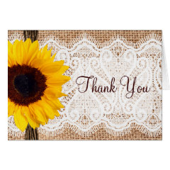 Burlap Lace Sunflower Thank You Cards