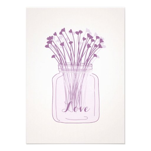 Burlap Lilac Purple Mason Jar Bridal Shower Invita Personalized Invitation