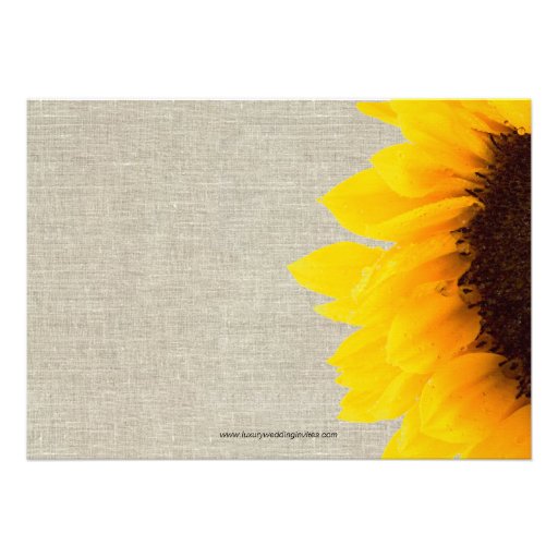 Burlap Linen Sunflower Rustic Wedding Invitation