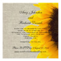 Burlap Linen Sunflower Rustic Wedding Invitation