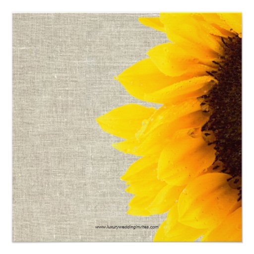 Burlap Linen Sunflower Rustic Wedding Invitation