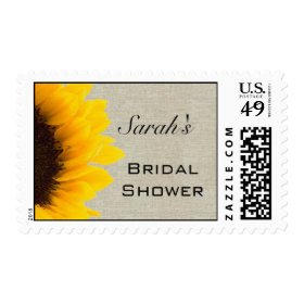 Burlap Linen Yellow Sunflower Bridal Shower Postage Stamp