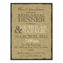 Burlap Look Rehearsal Dinner Custom Invites