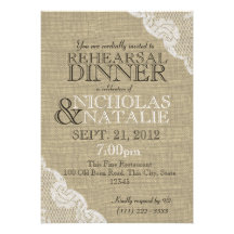 Burlap Look Rehearsal Dinner Invites