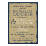 Burlap Look Rehearsal Dinner Navy Blue Custom Invite