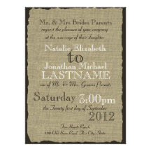 Burlap Look Rustic Wedding Custom Announcement