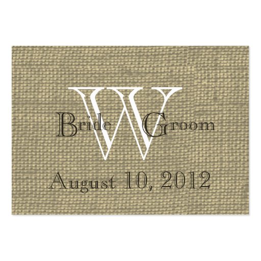 Burlap Look Seating Cards Business Card Template (back side)