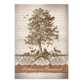 burlap love tree rustic country wedding invite 5