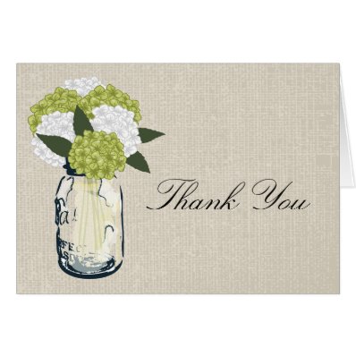 Burlap Mason Jar and Hydrangeas Greeting Card