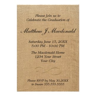 Burlap Mirror Formal Graduation Invitation