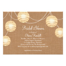 Burlap Party Lanterns Bridal Shower Invitation