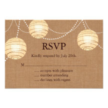 Burlap Party Lanterns RSVP Invitations