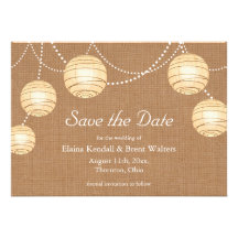 Burlap Party Lanterns Save the Date Invitation