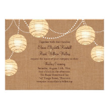 Burlap Party Lanterns Wedding Invitation