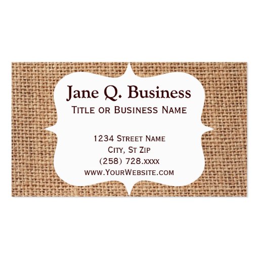 Burlap Print Business Card Templates (front side)