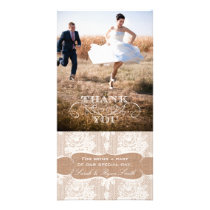 Burlap Print Lace Wedding Thank You Photo Cards photo cards