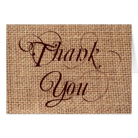 Burlap Print Rustic Country Thank You Cards