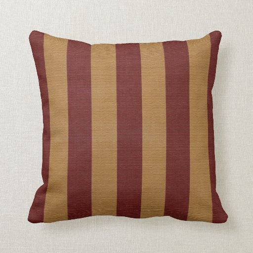 Burlap Red & Tan Stripes Throw Pillow Zazzle