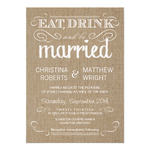 Burlap Rustic Country Wedding Invitations | Zazzle