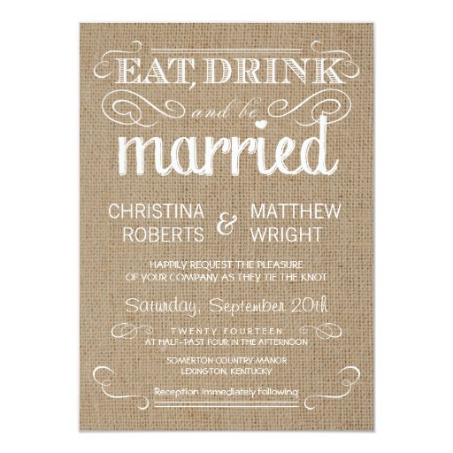 Burlap Rustic Country Wedding Invitations Zazzle