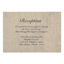 Burlap Rustic Wedding Reception Directions Card