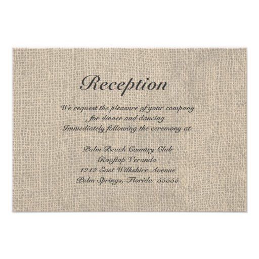 Review Burlap Rustic Wedding Reception Directions Card Rsvp Cards