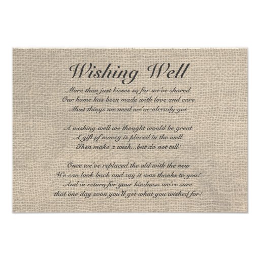 Burlap Rustic Wishing Well Card