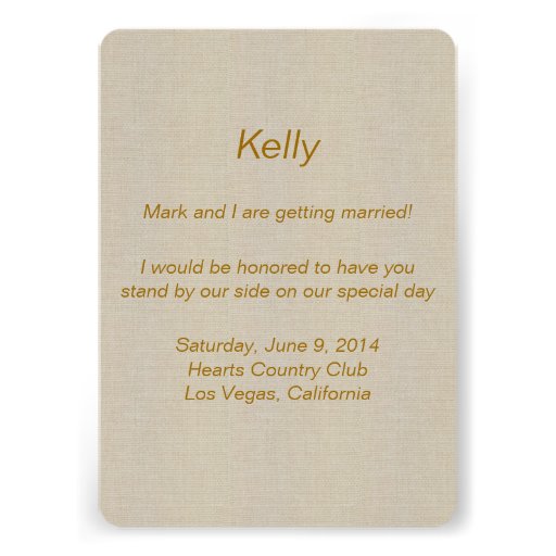 Burlap Rustic Yellow Mason Jars Bridesmaid Card
