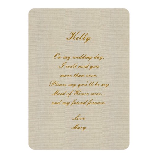Burlap Rustic Yellow Mason Jars Maid Of Honor Card Custom Announcements