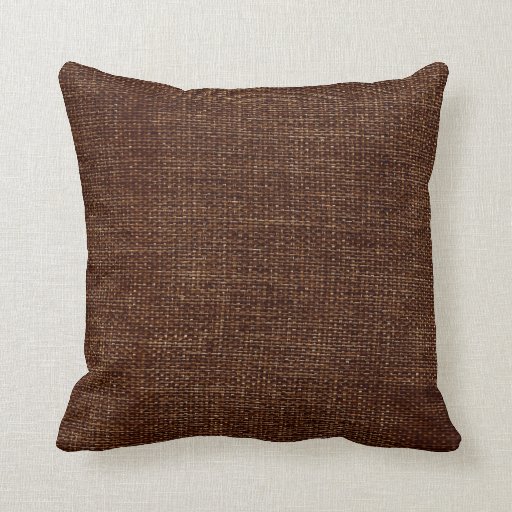 Burlap Simple Chocolate Brown Throw Pillow Zazzle