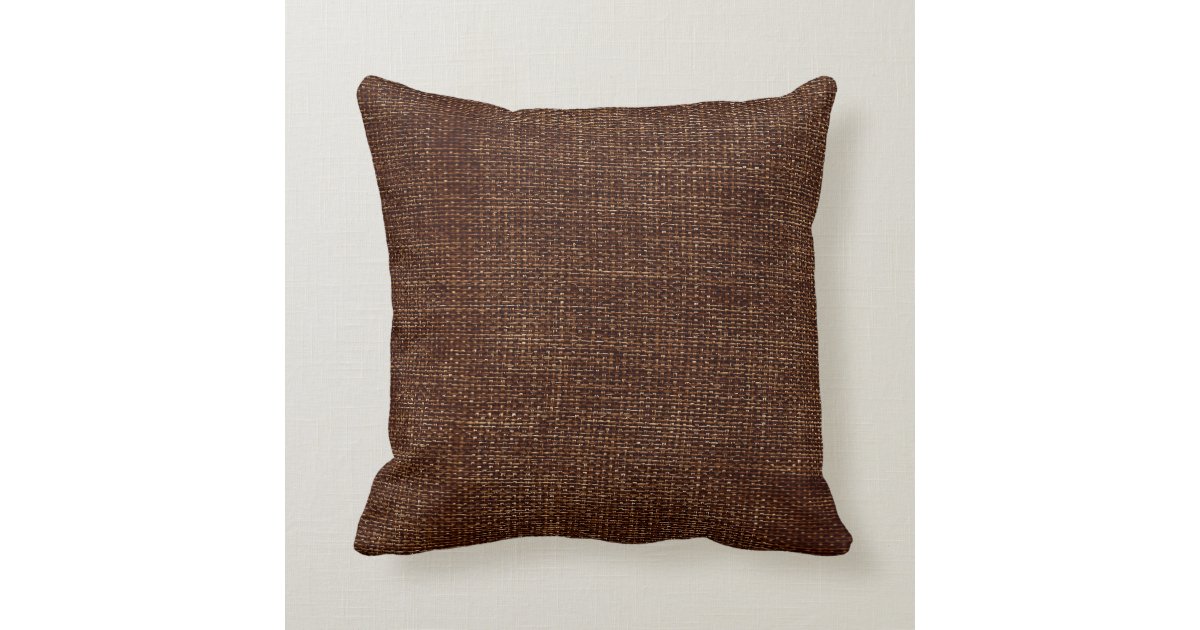 Burlap Simple Chocolate Brown Throw Pillow Zazzle