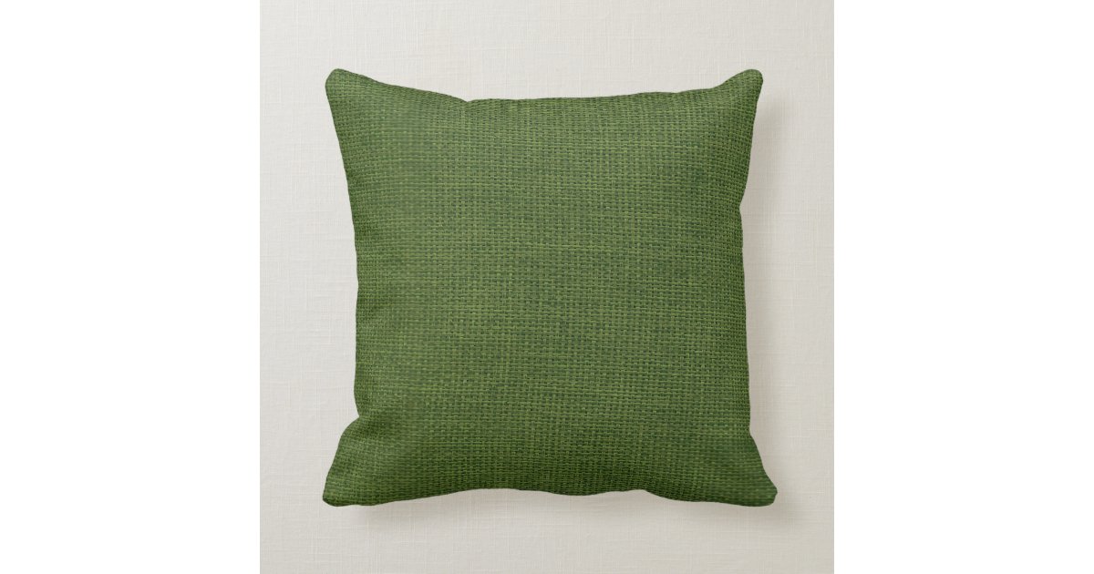 Burlap Simple Dark Green Throw Pillow Zazzle