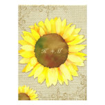 Burlap Sunflower + Swirls Country Wedding Invites