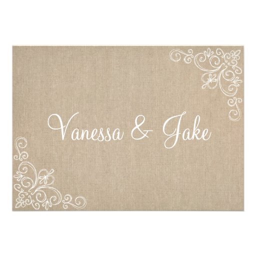 Burlap Swirl Wedding Invitation