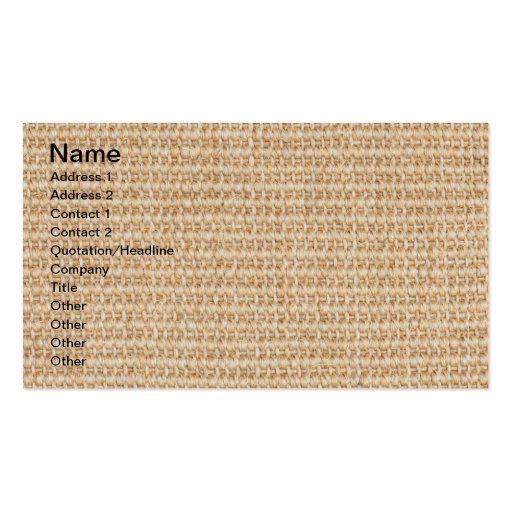 Burlap texture business card (front side)
