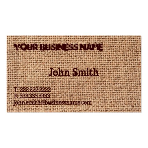 Burlap Texture Business Card (front side)