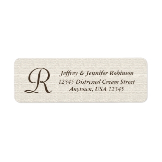 Burlap Textured Name and Address Label Monogram