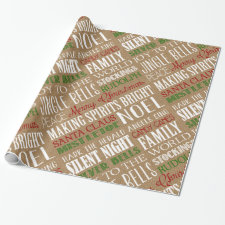 Burlap Typography Rustic Christmas Wrapping Paper