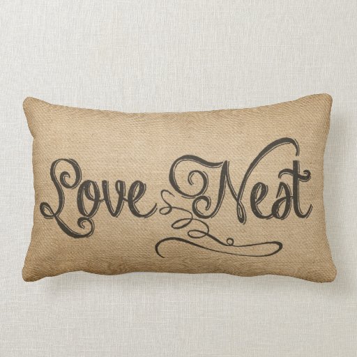 Burlap Vintage Love Nest Pillow Zazzle